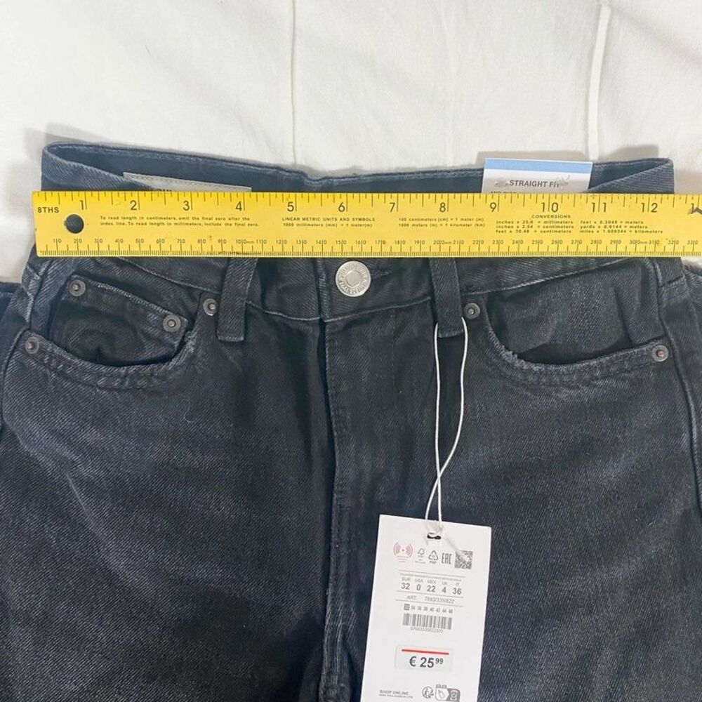 NWT black Pull & Bear Mid Waist Straight Leg Jeans Size 0 - Picture 10 of 12